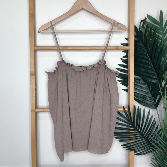 SOLD NWOT Zara Khaki Beige Textured Cami Top Size M - Picture 2 of 11
